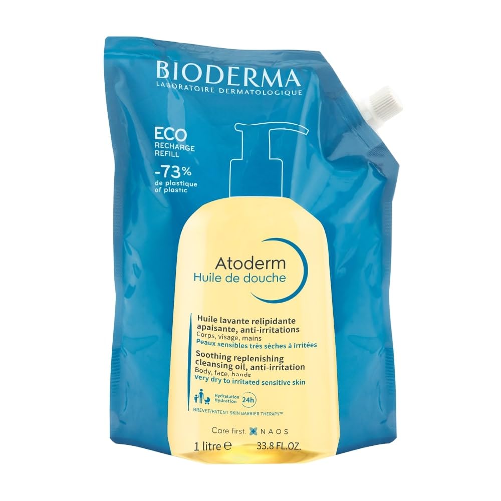 Bioderma Atoderm Shower Oil, Cleansing Oil For Face & Body, Nourishing Cleansing Oil For Dry to Atopic Sensitive Skin For Softer & Smooth Skin For Your Whole Family