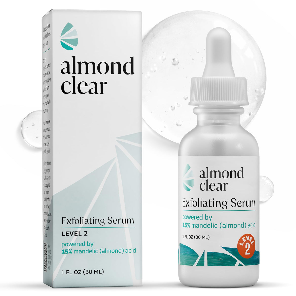 Almond Clear Level 2 Serum | Mandelic Acid Body Serum for Acne, Folliculitis, Aging Skin, Ingrown Hairs, Dark Spots on Face, Chest, Butt, Back, Thighs, Arms | 4 oz