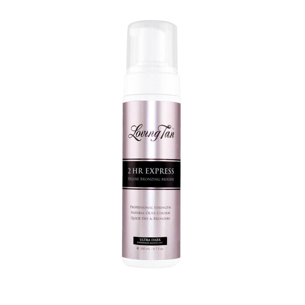 Loving Tan 2 HR Express Self Tanning Mousse, Ultra Dark - Streak Free, Natural, Professional Quality - 5+ Sunless Self Tanner Applications per Bottle, Cruelty Free, Naturally Derived DHA - 6.7 FL Oz