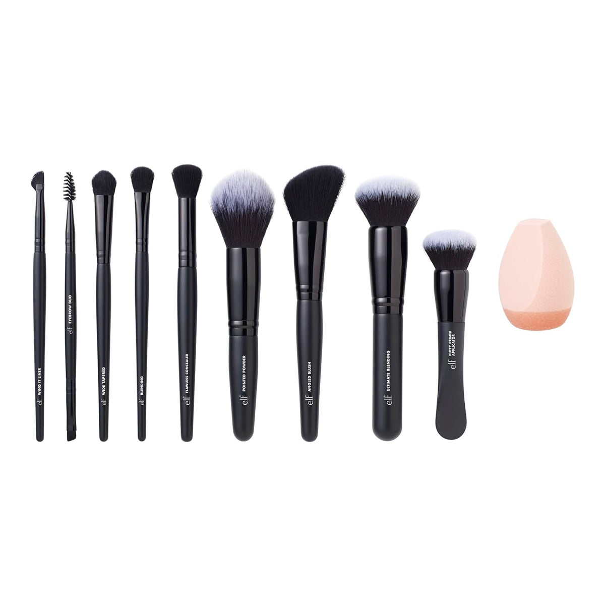 e.l.f. Ten Out Of Ten Brush Set | 10 Piece Brush Kit, Brushes For Face Makeup, Eyes, Brows & More, Made With Synthetic Bristles, Vegan & Cruelty-Free