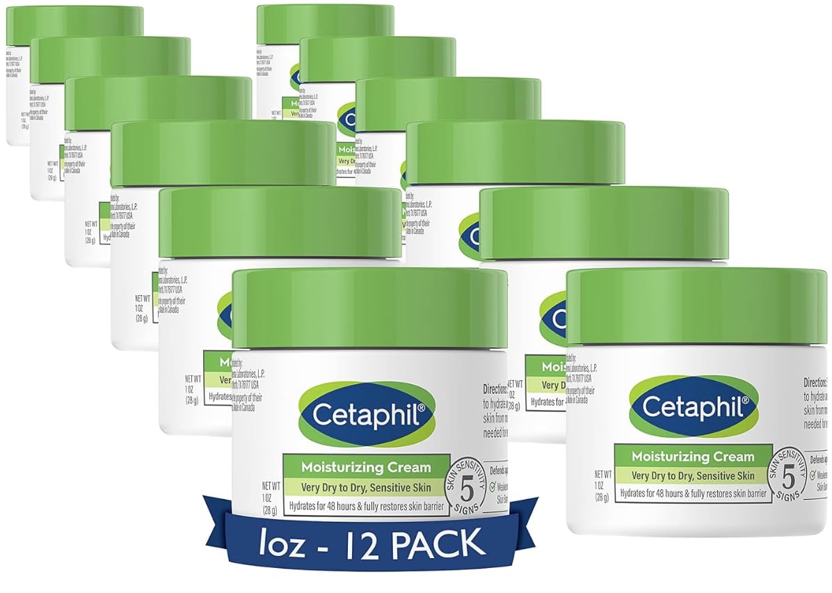 Cetaphil Moisturizing Cream, Sensitive, Dry Skin, Fragrance Free, 1oz, 12ct