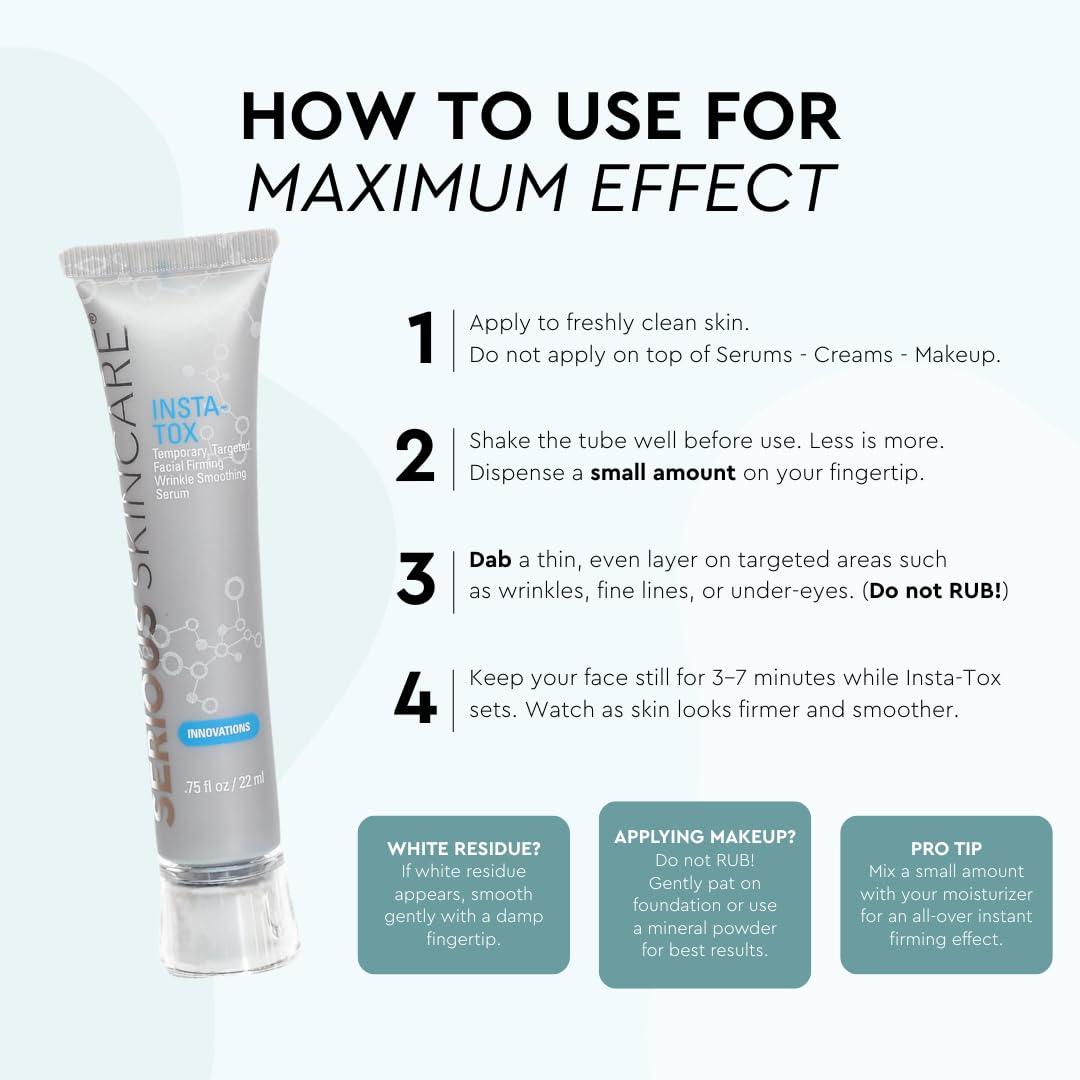 Serious Skincare INSTA-TOX Instant Wrinkle Smoothing Serum, 0.75 Oz, 2 Pack