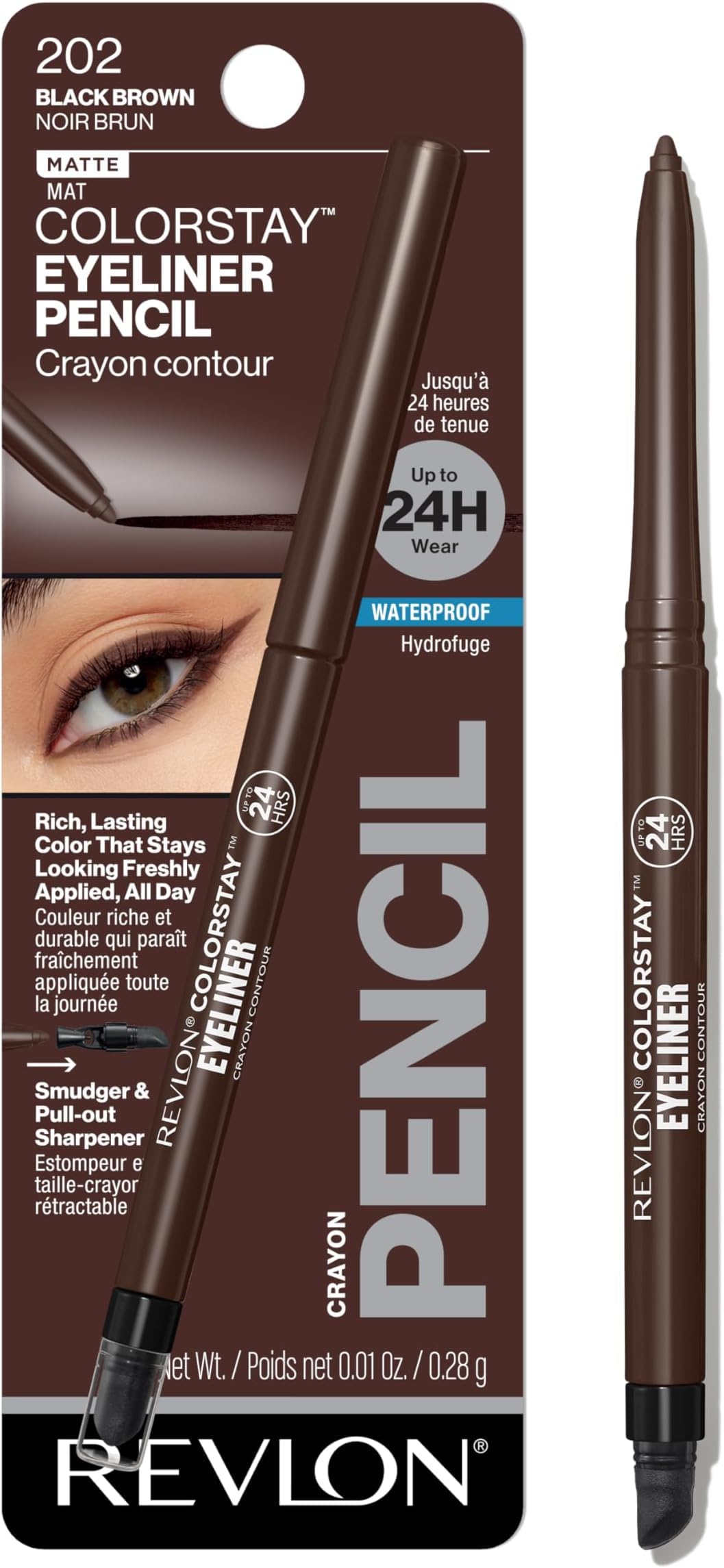 Revlon ColorStay Pencil Waterproof Eyeliner, Smudge-Proof, Eye Makeup with Built-In Sharpener, Packaging May Vary, 210 Teal, 0.01 oz
