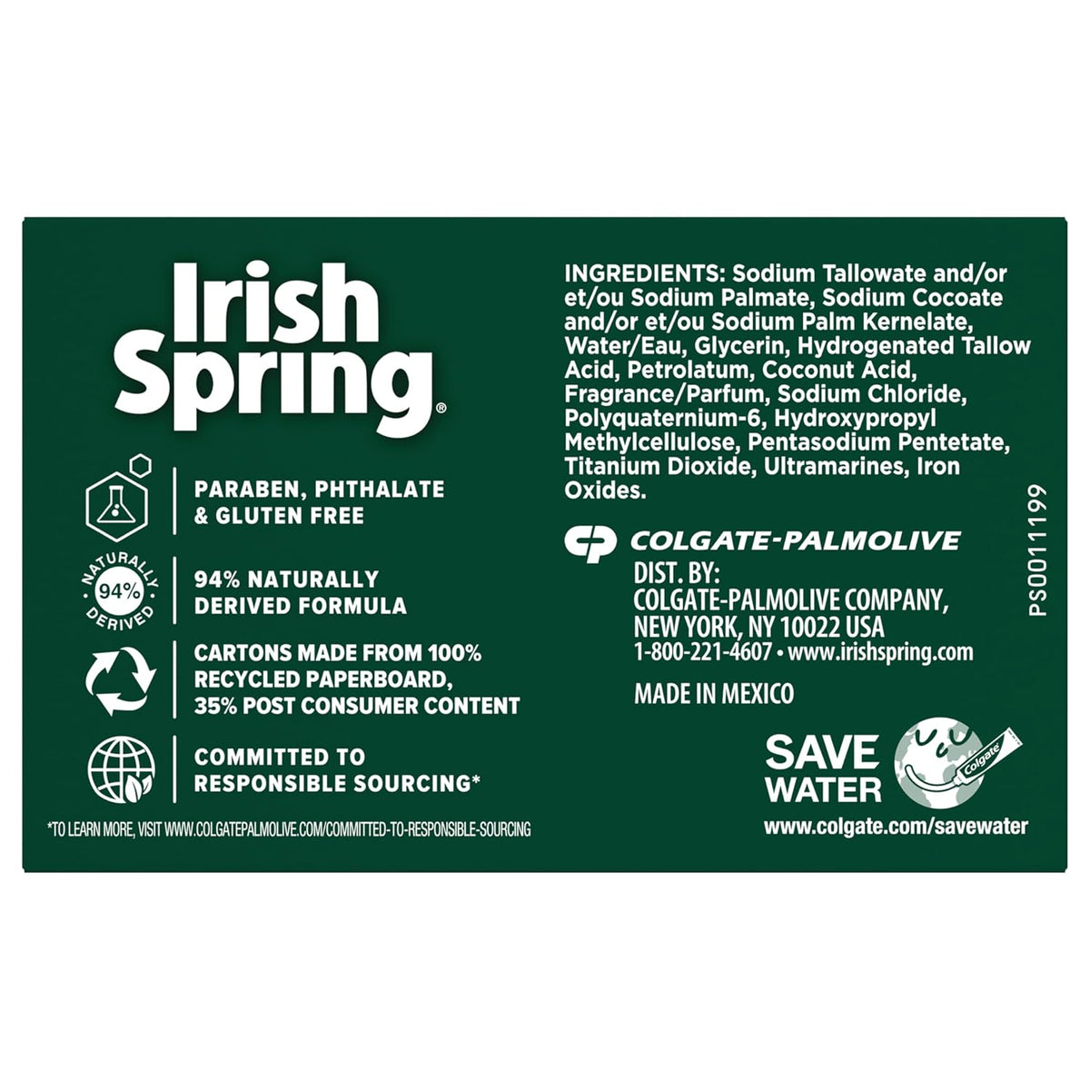 Irish Spring Moisture Blast Deodorant Bar Soap for Men, 3.7 oz (12 Pack)