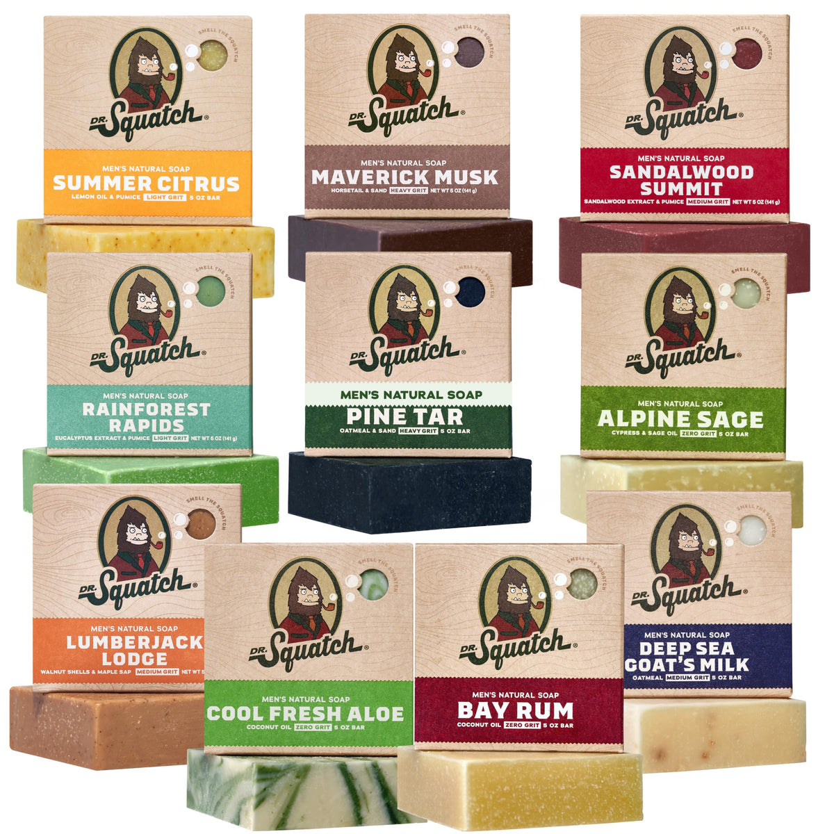 Dr. Squatch Natural Men’s Bar Soap, Body Soap Bar (5oz, 10-Pack)